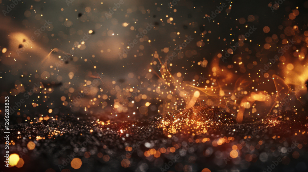 Aufkleber mesmerizing display of glowing embers and sparks, creating magical atmosphere filled with warmth and