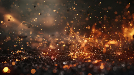 Naklejka premium mesmerizing display of glowing embers and sparks, creating magical atmosphere filled with warmth and energy. interplay of light and shadow enhances enchanting scene