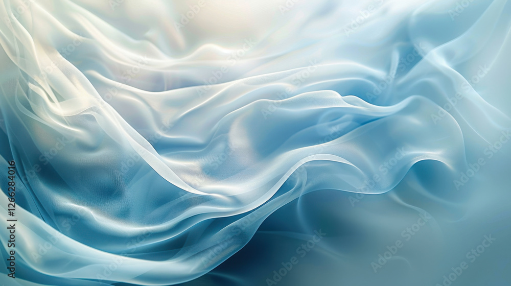Aufkleber soft flowing fabric in shades of blue, creating serene and calming atmosphere. delicate texture and 
