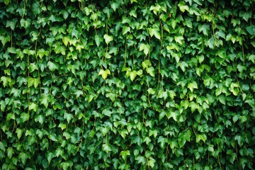 Obraz premium Lush green ivy leaves form a dense wall. Perfect for nature, spring, or eco-themed designs.