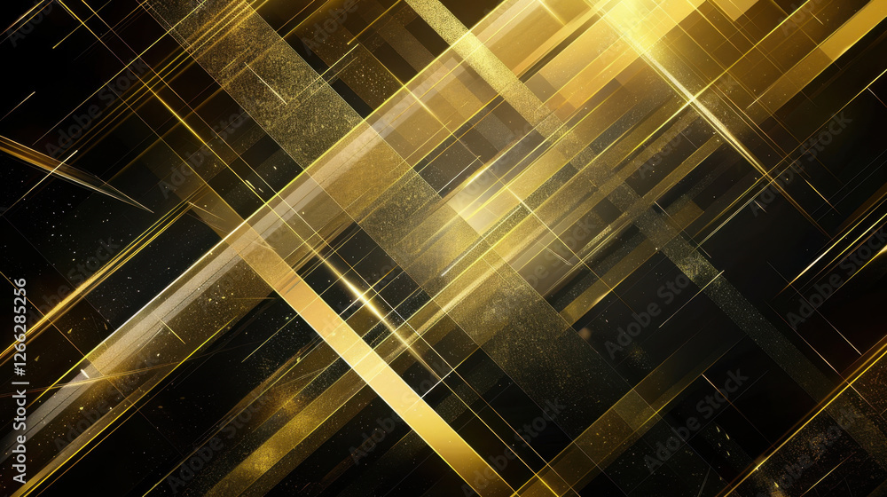 Poster golden abstract background with diagonal lines and shimmering effects, creating luxurious and elegan