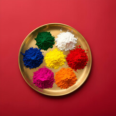 Palette of Happiness with Holi powder arrangement for Holi Celebrating Holi advertisement post