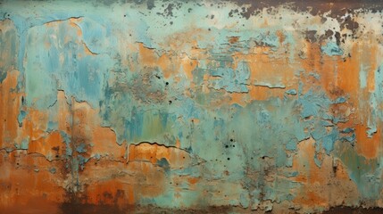 Obraz premium Rusty and Old Textured Background with Shabby Multicolored Layers of Peeling Paint and Corroded Metal Surface