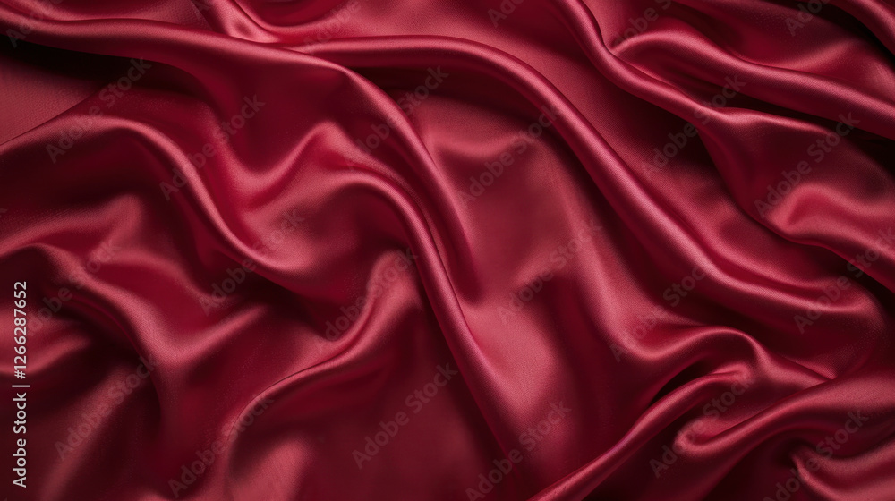 Poster luxurious red silk fabric with smooth, flowing texture and elegant drapes. rich color and sheen crea