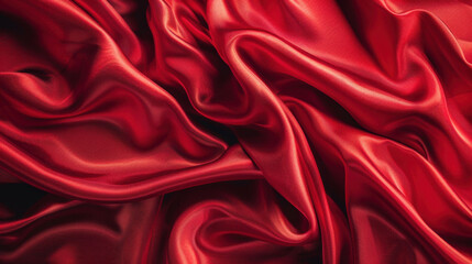 Obraz premium Luxurious red satin fabric with smooth, flowing texture and rich color. elegant draping creates sense of depth and sophistication, perfect for various design applications