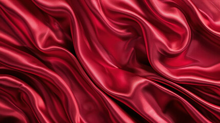 Obraz premium Luxurious red satin fabric with smooth, flowing texture and elegant drapes. rich color and sheen create sense of opulence and sophistication