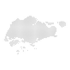 Fototapeta premium Singapore Dotted Halftone Map Vector Illustration. Southeast Asia Region. Asian Map. Singapore City Map for Business Design Presentation