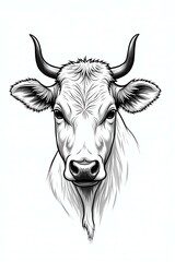 Naklejka premium stunning illustration of cattle face drawing layout for coloring sheet