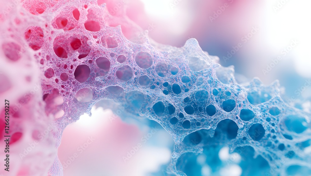Poster abstract close-up of colorful porous structure, soft focus background