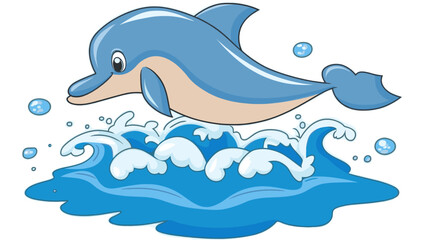 Naklejka premium Dolphin Cartoon Swimming