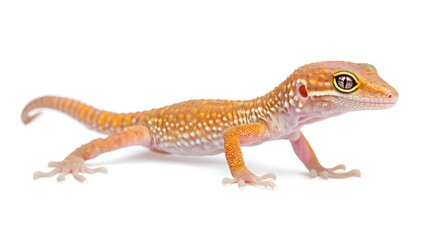 Naklejka premium Close-up of a Juvenile Leopard Gecko on White Background