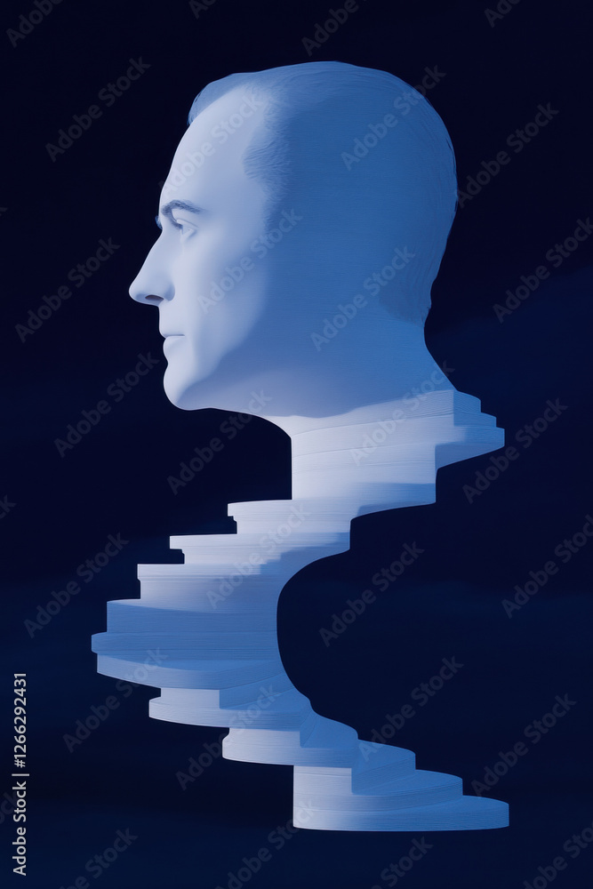 Aufkleber time never turns back, a high-fidelity image of a staircase spiraling upward, creating an endless vi