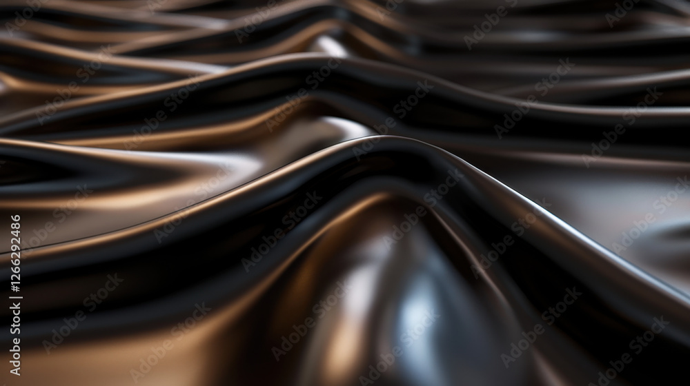 Aufkleber sleek black fabric with smooth, flowing waves creating luxurious texture. interplay of light and sha