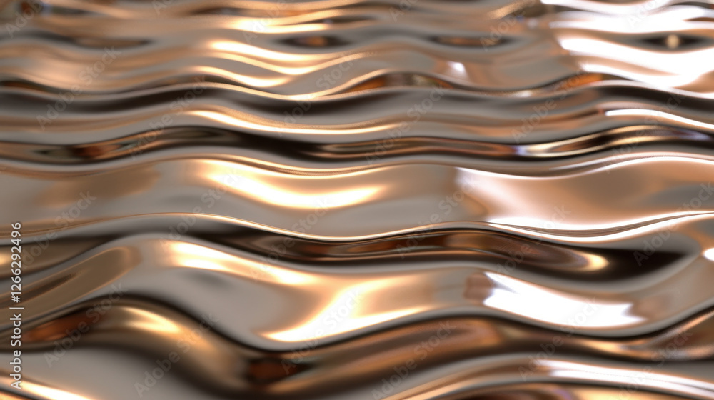 Poster shiny metallic waves create mesmerizing pattern, reflecting light beautifully. smooth surface adds d