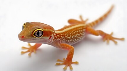 Close-up of a vibrant orange gecko, showcasing its intricate details and captivating gaze. A stunning example of reptile photography.