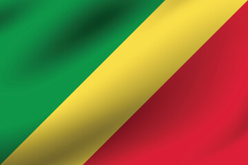 Congo flag official colors and proportion digital vector illustration. Pleated flag.