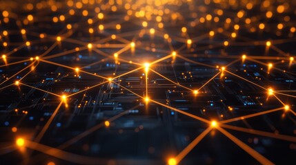 Global network connections glowing on circuit board