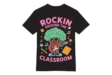 Rockin' Around the Classroom - Cool Tree Playing Guitar Teacher T-Shirt