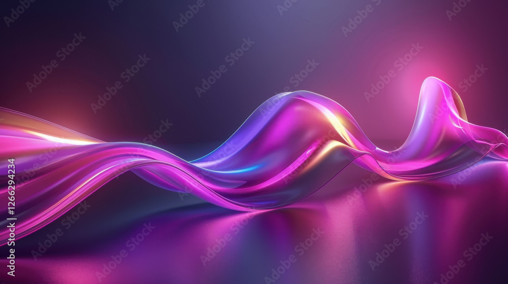 Poster colorful abstract wave design with glowing light effects, creating vibrant and dynamic visual experi