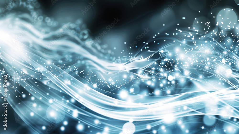 Aufkleber abstract blue light waves with sparkling particles creating dreamy atmosphere. this evokes sense of 