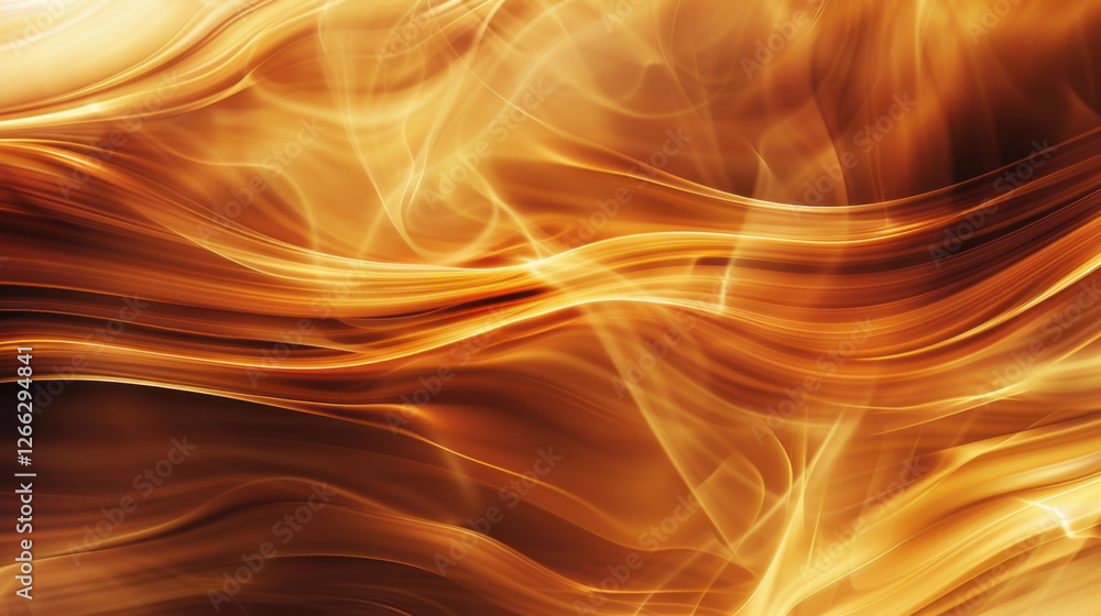 Poster abstract golden waves of light create mesmerizing flow, evoking warmth and energy in dynamic composi