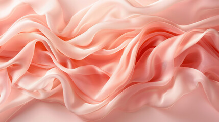 Obraz premium Soft pink silk fabric draped elegantly, creating gentle waves and folds. delicate texture and sheen evoke sense of luxury and sophistication