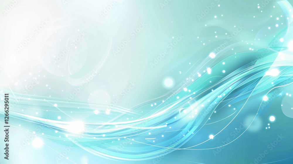 Aufkleber abstract blue background with flowing lines and glowing particles, creating serene and calming atmos