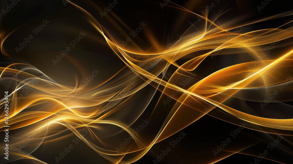 Poster abstract golden waves create dynamic and elegant background with flowing lines and light effects, pe