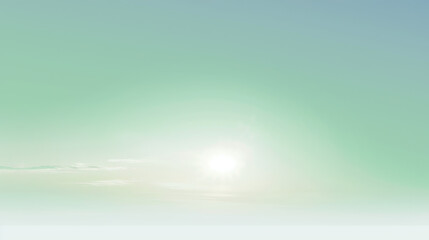 Fototapeta premium serene landscape featuring soft gradient sky with glowing sun, evoking sense of calm and tranquility