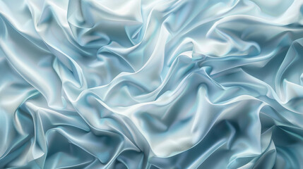 Obraz premium Soft, flowing blue satin fabric with elegant folds and creases, creating luxurious texture and appearance. Ideal for backgrounds or fashion design