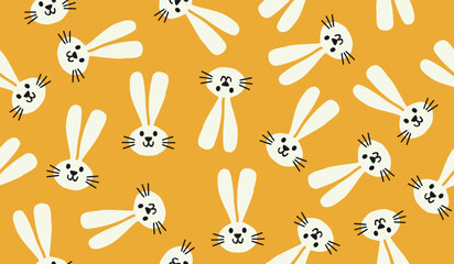 Fototapeta premium Cute bunny rabbit pattern background vector design
