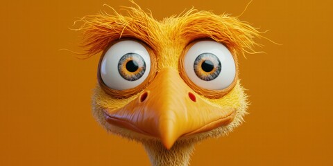 Fototapeta premium Funny cartoon ostrich. AI.