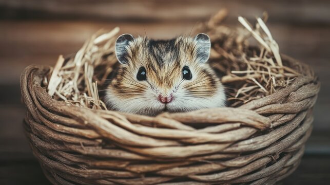 Hamster Nest Wood Background Pet