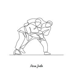 One continuous line drawing of Para Judo sports vector illustration. Para Judo sport design in simple linear continuous style vector concept. Sports themes design for your asset design and educational