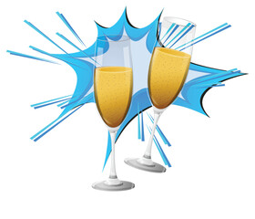 Celebratory Champagne Toast Illustration