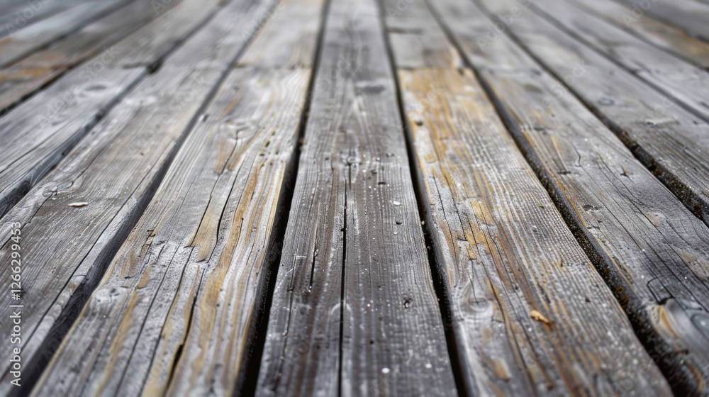 Poster weathered wooden planks create rustic and textured surface, showcasing natural imperfections and tim