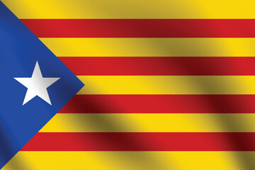 Catalonia flag official colors and proportion digital vector illustration. Pleated flag.