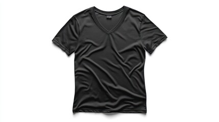 Black V-neck T-shirt mockup, studio shot