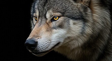 Fototapeta premium Abstract Portrait of a Wolf on a black background, zoo animal concept