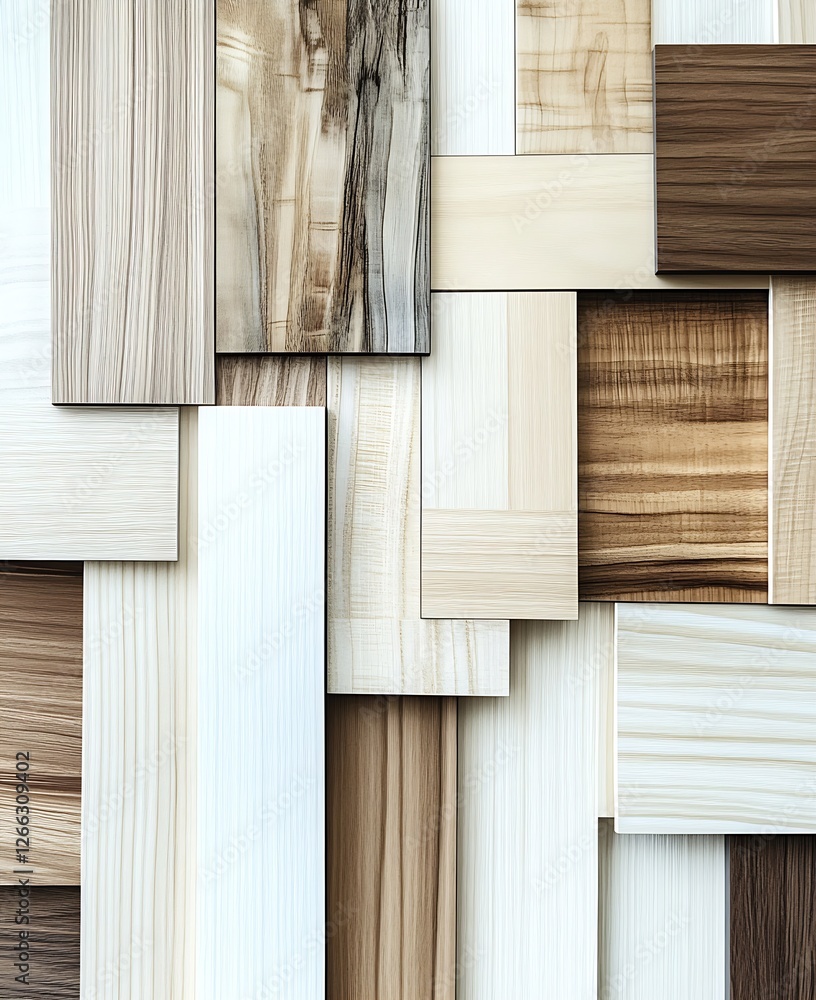 Poster elegant arrangement of different wood panels showcasing diverse textures and colors for interior des
