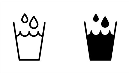 water glass icon set, Glass of water and water drop line icon. vector illustration on white background