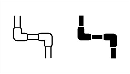 pipeline fittings vector icon set, Steel pipe connector and valve for plumbing and piping work, vector illustration on white background