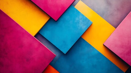 Fototapeta premium Colorful Geometric Arrangement of Paper in Vibrant Pink, Blue, and Yellow : Generative AI