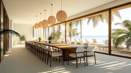 Obraz premium Luxury Beachfront Dining Room: Tropical Getaway