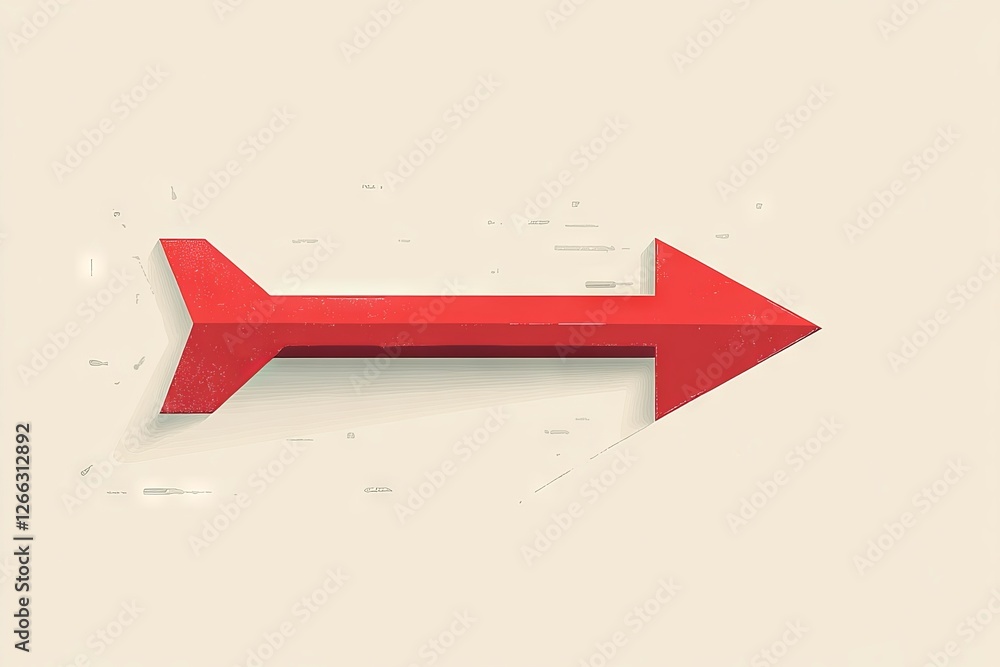 Aufkleber a minimal red arrow with a rounded tail pointing right on a light beige background. the sleek, moder