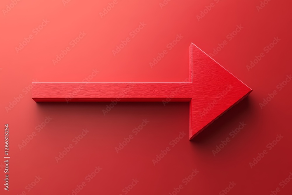 Aufkleber a bold red arrow with a textured surface, pointing right on a matching red background. the 3d effect