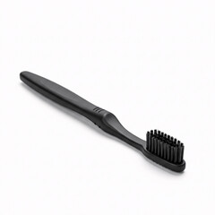 Black plastic toothbrush isolated on white background front view