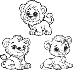  Cute lion cartoon set vector image
