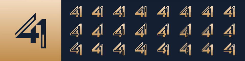 collection of creative number 41 logo designs. abstract forty-one design vector illustration