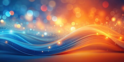 Abstract Festive Background with Flowing, Luminous Waves and Sparkling Lights